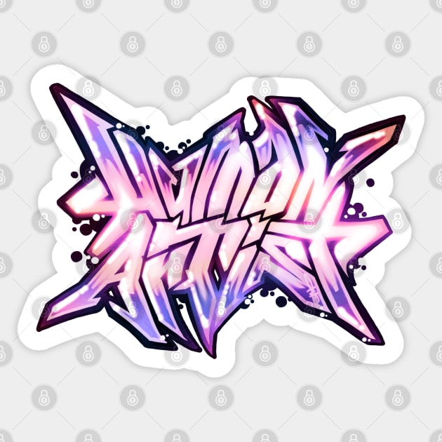 Human Artist - Street Art Style Purple Sticker by CreativeOpus